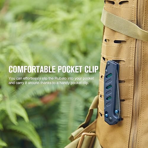 Miniatura 7 de OKNIFE Rubato - Cuchillo de bolsillo, estilo Tanto EDC plegable con hoja de acero inoxidable de 60.6 in y mango G10 para acampar actividades en