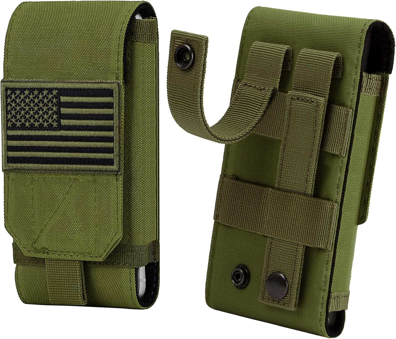 IronSeals Tactical Molle Phone Cover Case, Heavy Duty Loop Belt Holster Pouch with Flag Patch for iPhone 17 Pro Max/Air/17 Pro/17/16 Pro Max/15 Pro Max/14 Pro Max/13 Pro Max, for Galaxy S24 Ultra - Image 8