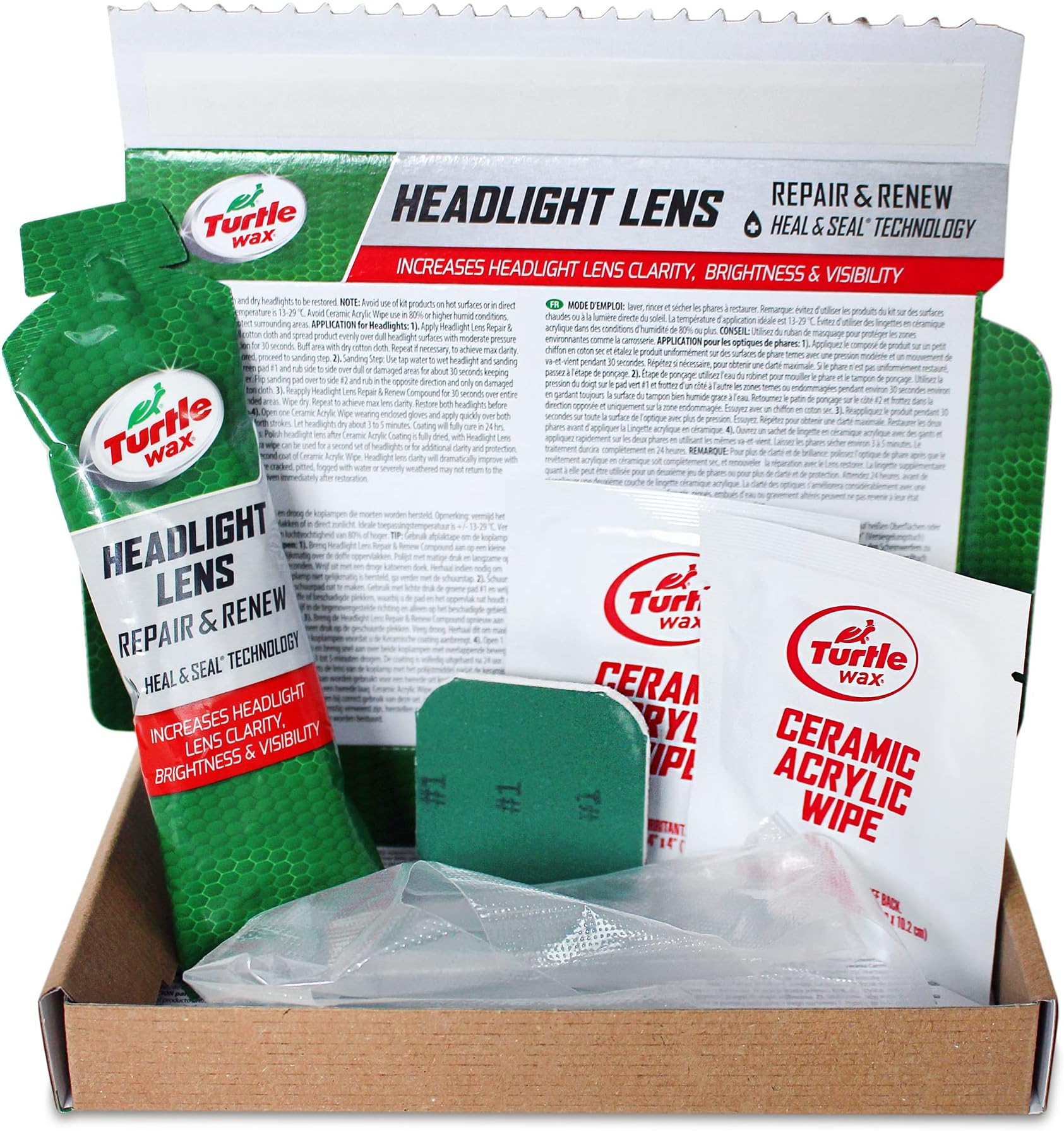 Turtle Wax Car Headlight Restoration Kit Removes Oxidation & Renews