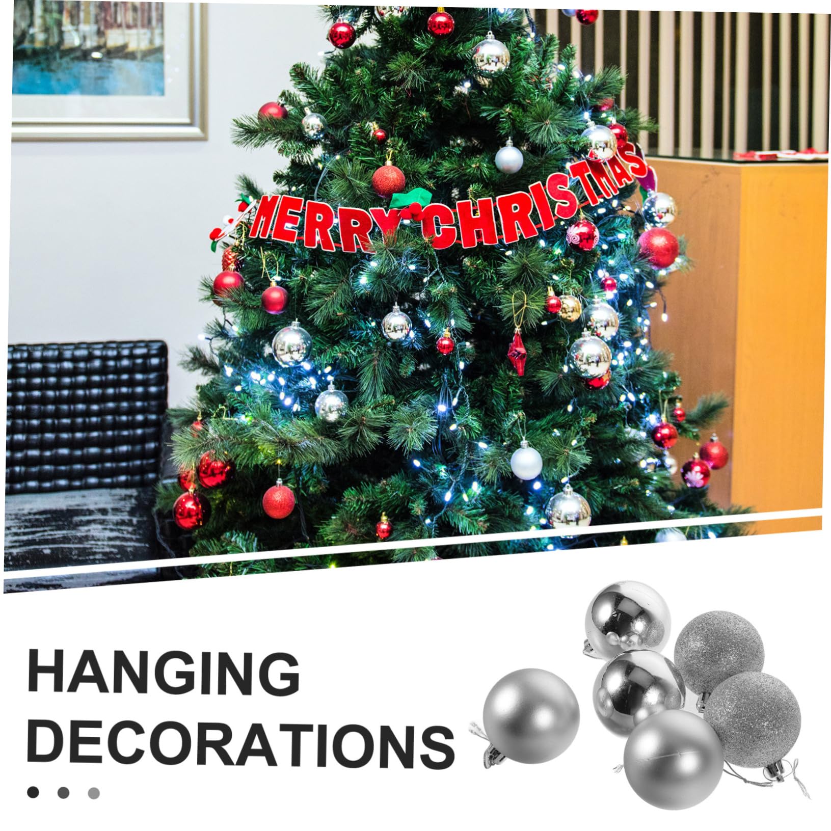 ABOOFAN Boules De Noël Suspendues Argentées 6 Cm en Plastique Plaqué Décoratives pour Sapin De Noël Maison Bureau Fête Festive