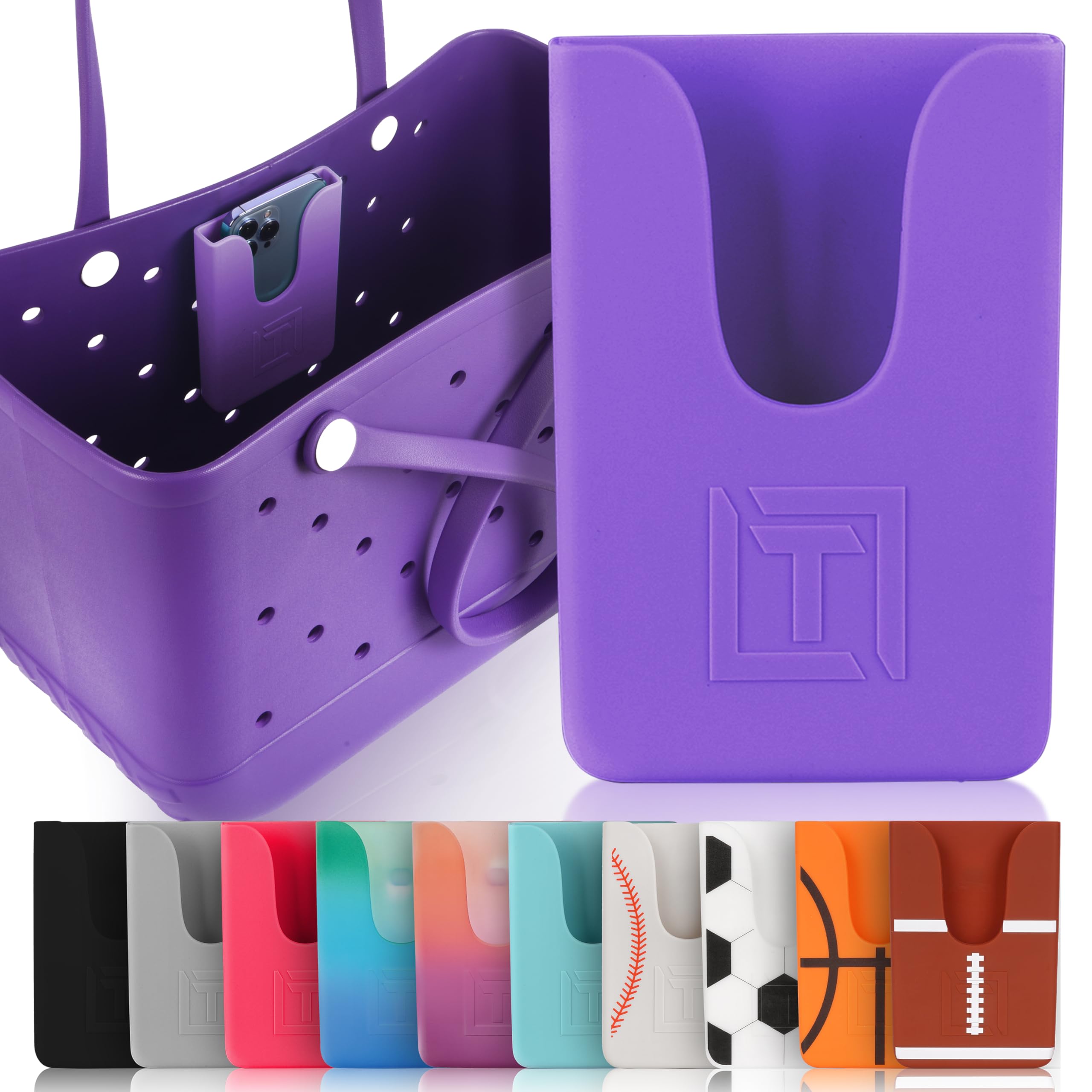 Tributary Brands - Purple Phone Holder for Bogg Bag and Simple Modern Bag - Made of Silicone and Fits All Phone Sizes