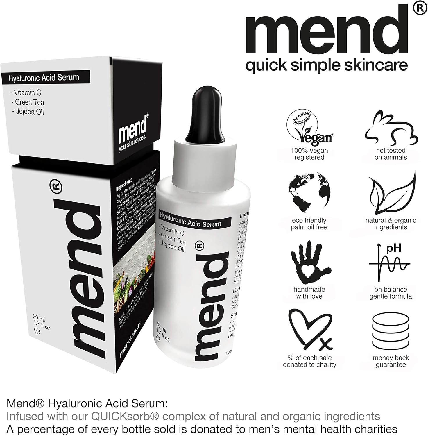 Hyaluronic Acid Face Serum for Men with QUICKsorb For 5x Faster Results & Vitamin C & E - Image 4