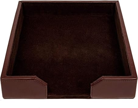 DACASSO Bonded Leather Desktop Letter Tray - Luxury Letter Holder & Paper Organizer for Desk - Office Organization & Executive Desk Decor - Dark Brown