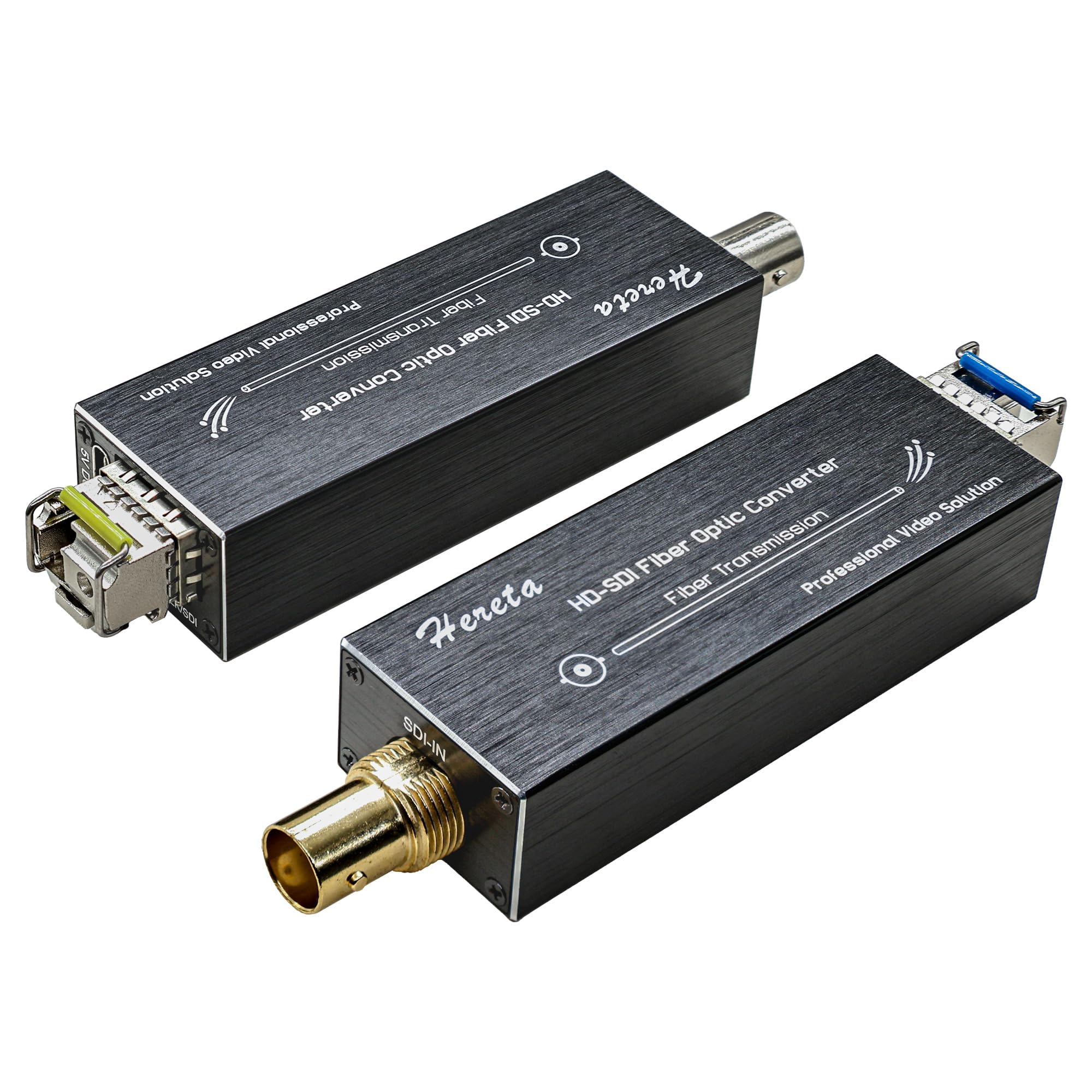 Mini extension de fibre HD-SDI, rallonge vidéo 1080p, kit convertisseur de fibre avec module SFP jusqu'à 20 km sur monomode, émetteur-récepteur optique avec alimentation de type C, non compressé, sans