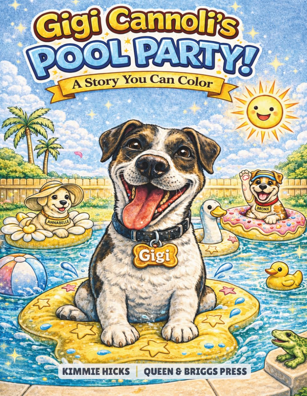 Gigi Cannoli's Pool Party: A Cozy, Bold and Easy Dog Coloring Book Story You Can Color | Summer Rescue Dog Adventures for All Ages | Queen & Briggs Press (Rescue Stories You Can Color)