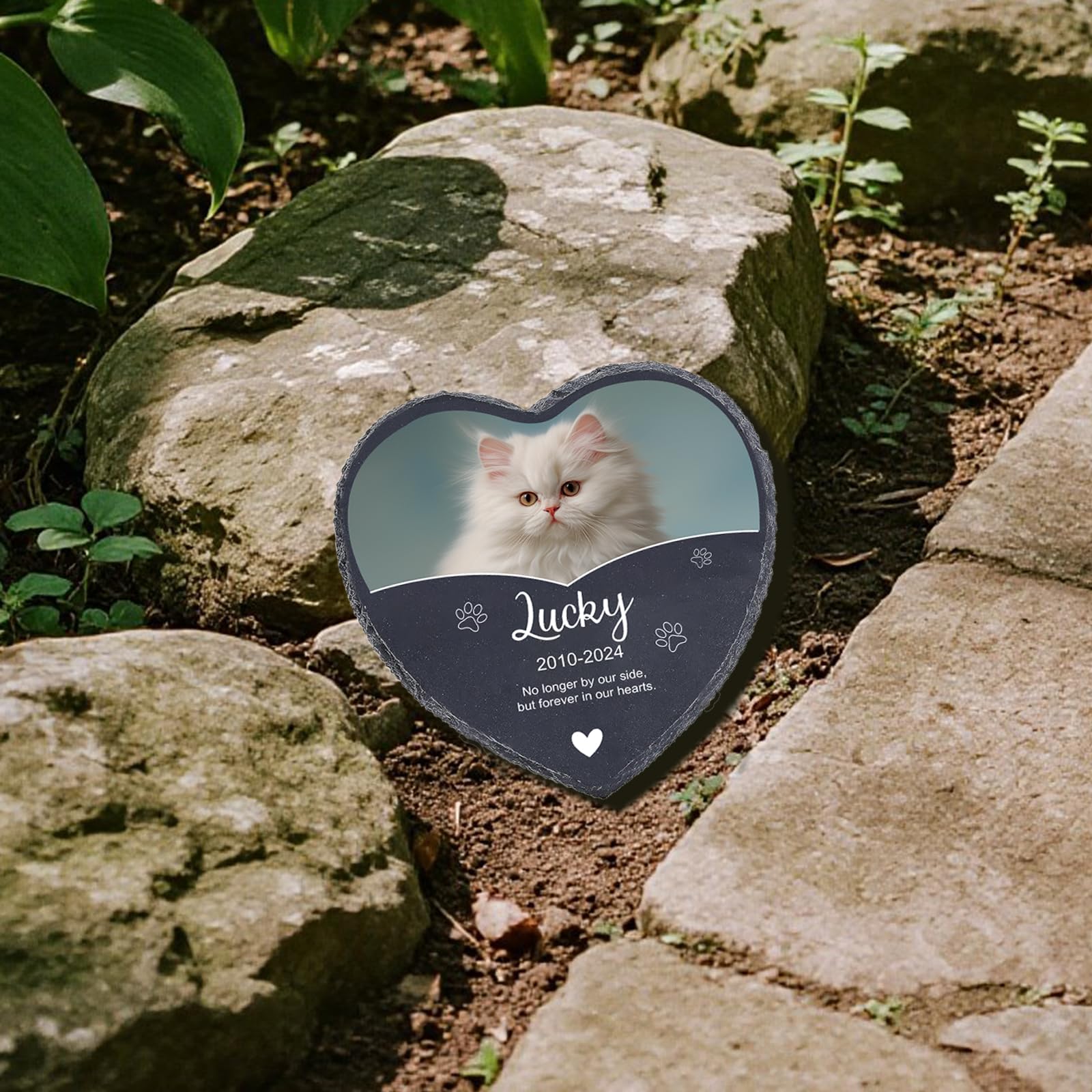 Pietra Commemorativa Personalizzata per Animali Domestici con Foto, Nome e Data, Regalo di Condoglianze per la Perdita di un cane o di un gatto, lapide per la decorazione del cimitero per cani e gatti