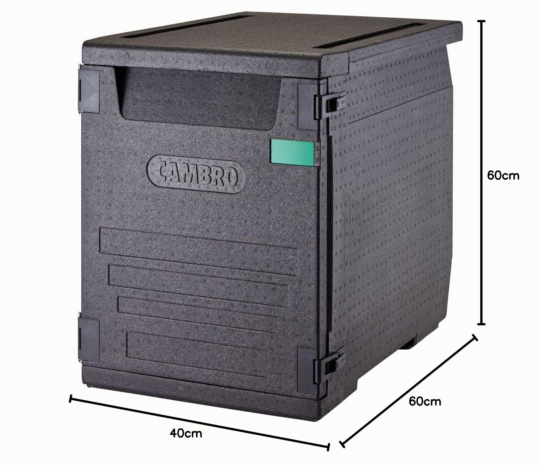 CAMBRO - Contenedor isotérmico con carga frontal Cam Gobox para bandejas de 60x40 cm con 9 guías 126 L - 77 x 54 x 68,7 cm (M.Ext) - 61,5 x 41 x 58,5 cm (M.Int) - Negro