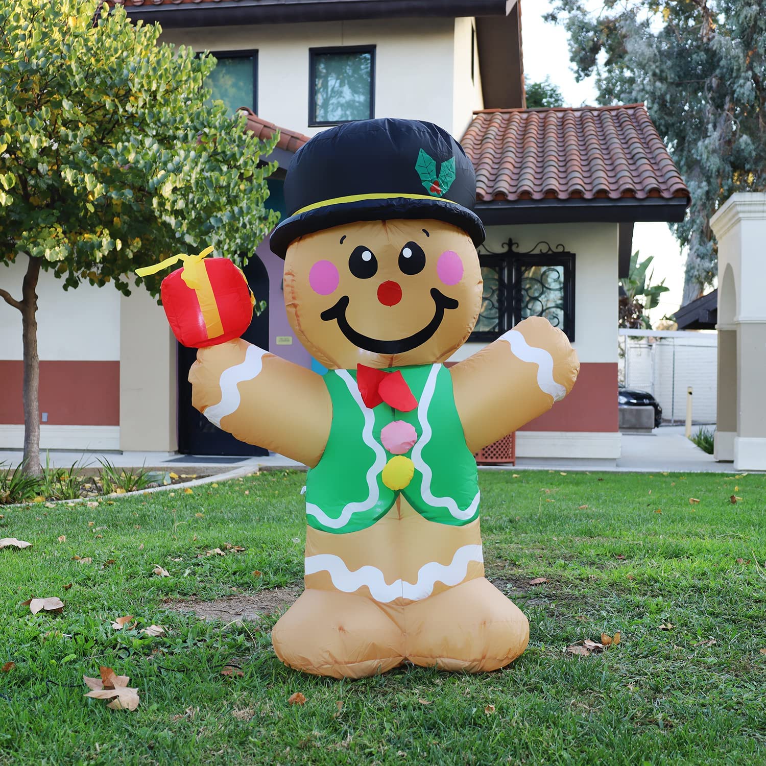 GOOSH 5 FT Height Christmas Inflatables Outdoor Gingerbread Man Cookie
