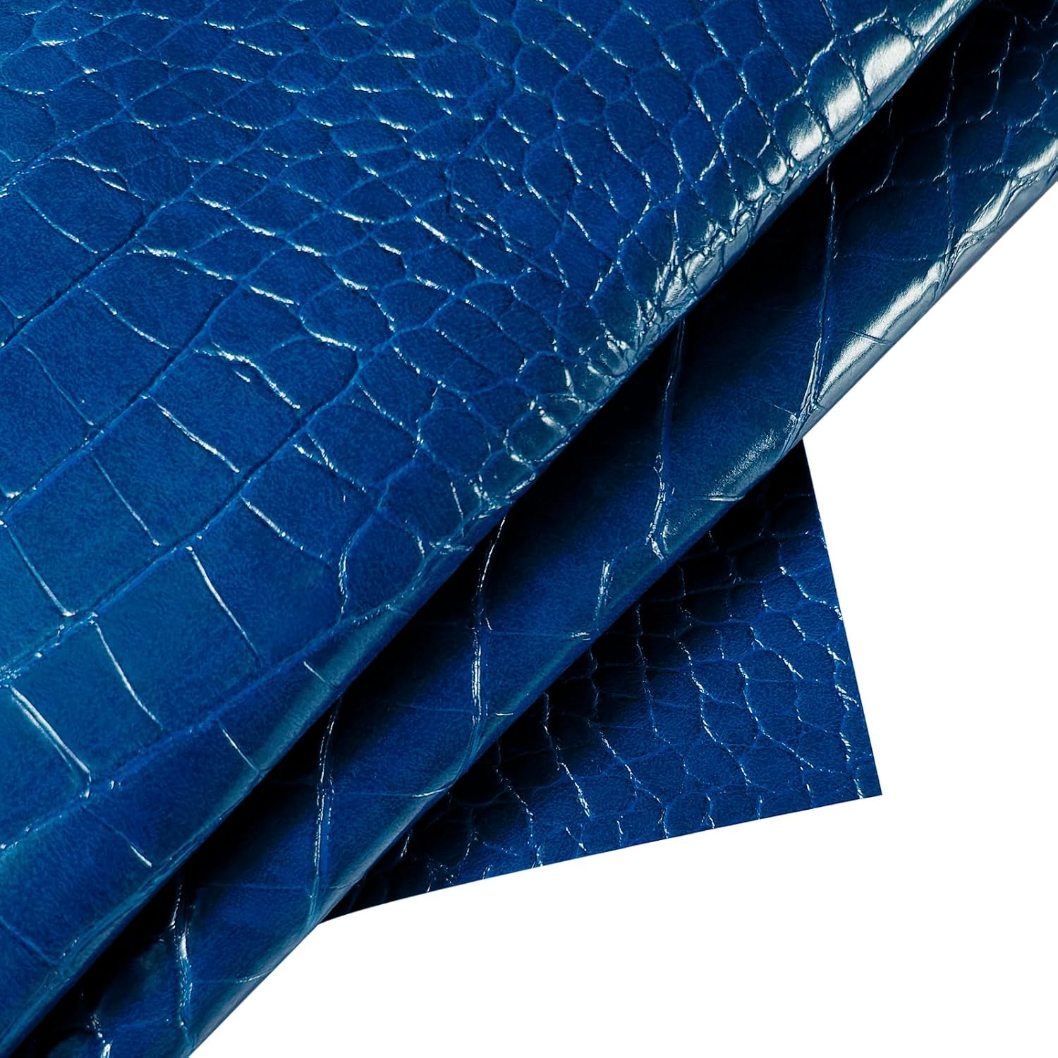 Crocodile Texture Vinyl Faux Leather Fabric, Embossed Alligator Synthetic PU Fabric, for Wallets Handbags DIY Craft and Upholstery Texture - 2 Yard 54"x72" (Dark Blue)