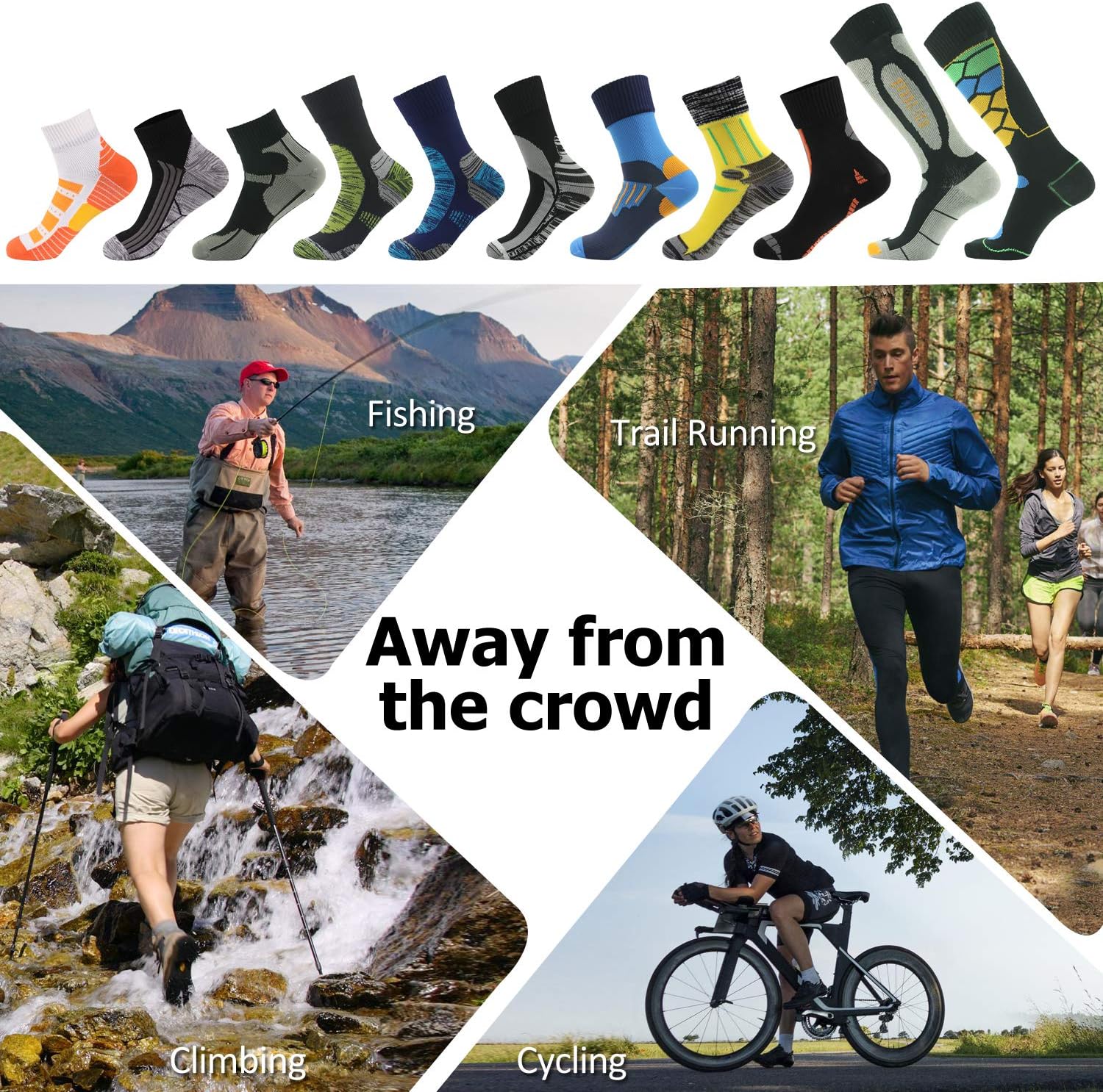100% Waterproof Breathable Socks, [SGS Certified] RANDY SUN Unisex Novelty Sport Skiing Trekking Hiking Socks 1 Pair : Clothing, Shoes & Jewelry