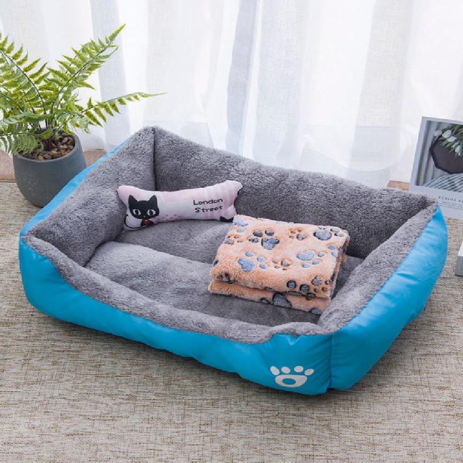 Kuber Industries Dog & Cat Bed|Super Soft Plush Top Pet Bed|Machine Washable Dog Bed|Rectangular Cat Bed With Rise-Edge Pillow|QY036B-S|Sky Blue (B0CJ5CL8T4) Amazon Price History, Amazon Price Tracker