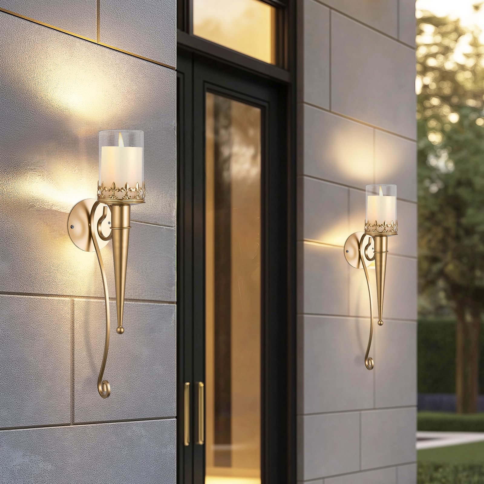 Sziqiqi Wall Candle Holders Set of 2- Hanging Candle Sconces Wall Mounted Sconces for Pillar Candles Gold Wall Art Decor for Living Room Bedroom Fireplace Bathroom - Image 4
