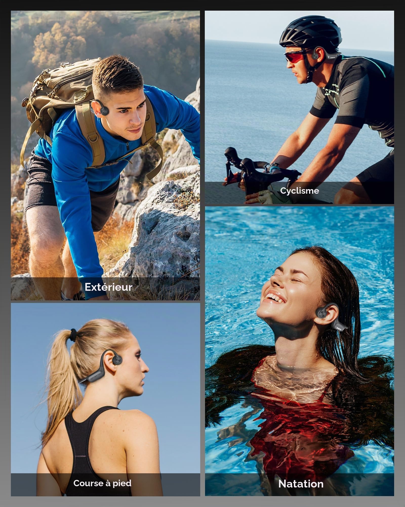 Voistek Casque Bluetooth à Transmission Osseuse - Idéal pour Natation, Sport & Course à Pied - avec Lecteur MP3 Intégré, Mémoire 32 Go sans Fil - Conception Ergonomique pour Activités Exercices