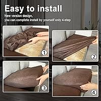 Vista 6 de Fundas de cojín de sofá con aspecto de cuero, juego de fundas de asiento de sofá, protector de muebles para sillón seccional, sofá biplaza