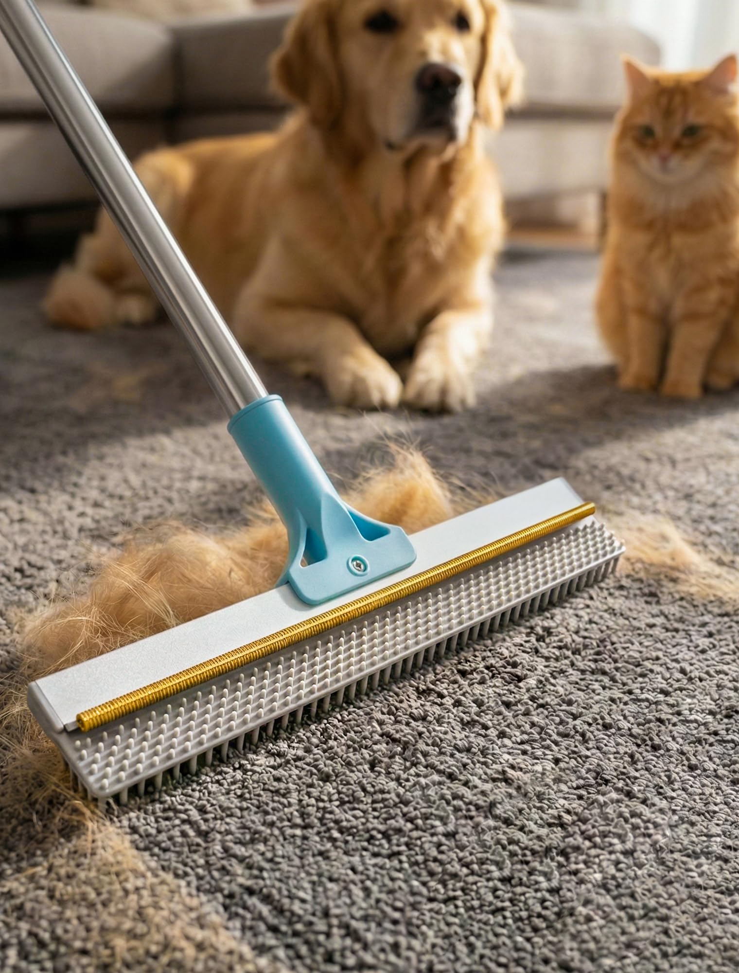 DELOMO Carpet Rake for Pet Hair Removal