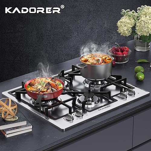 Miniatura 7 de Placa de cocina de gas de 24 pulgadas, estufa de gas integrada con 4 quemadores, cocinas convertibles NG/LPG, placa de cocina de propano de doble