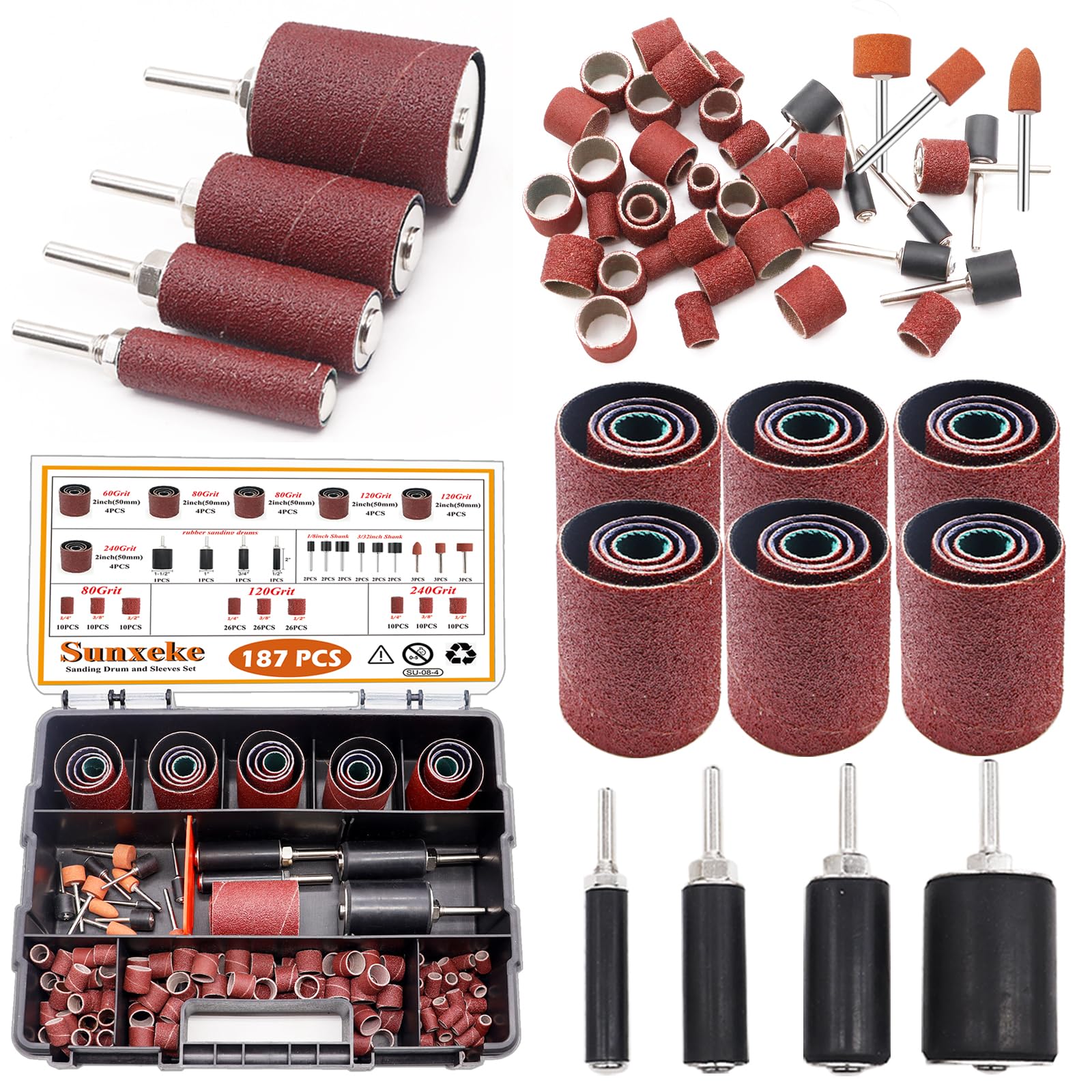 Sanding Drum Set for Rotary Tools - 138 Bands & Mandrels -10
