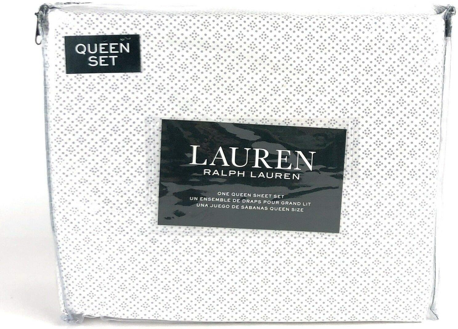 Lauren Queen 4 Pc Sheet Set Gray Dots in Diamond Shape