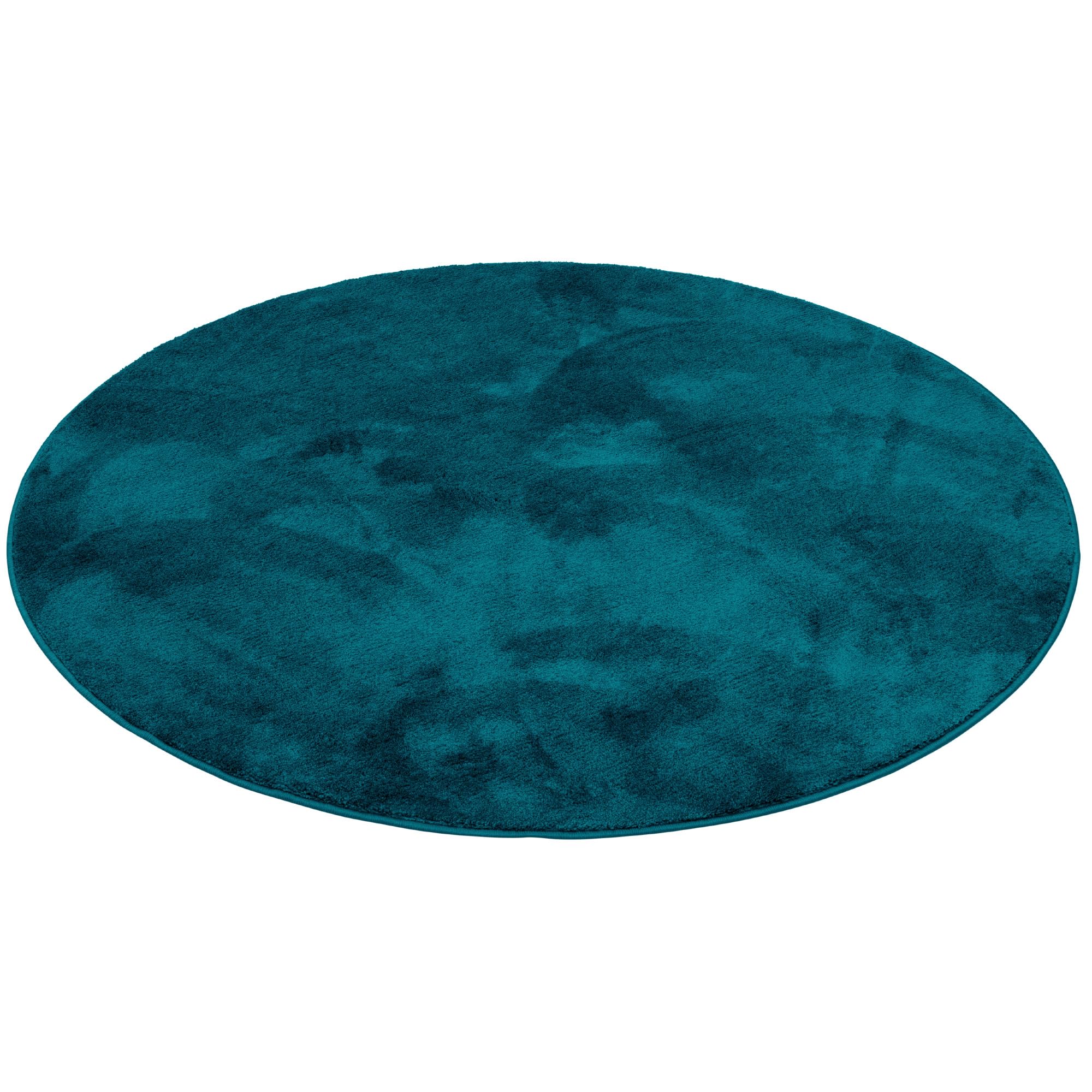 Tapis Shaggy Rond Melia Bleu Pétrole – Ultra Doux et Moelleux pour Salon