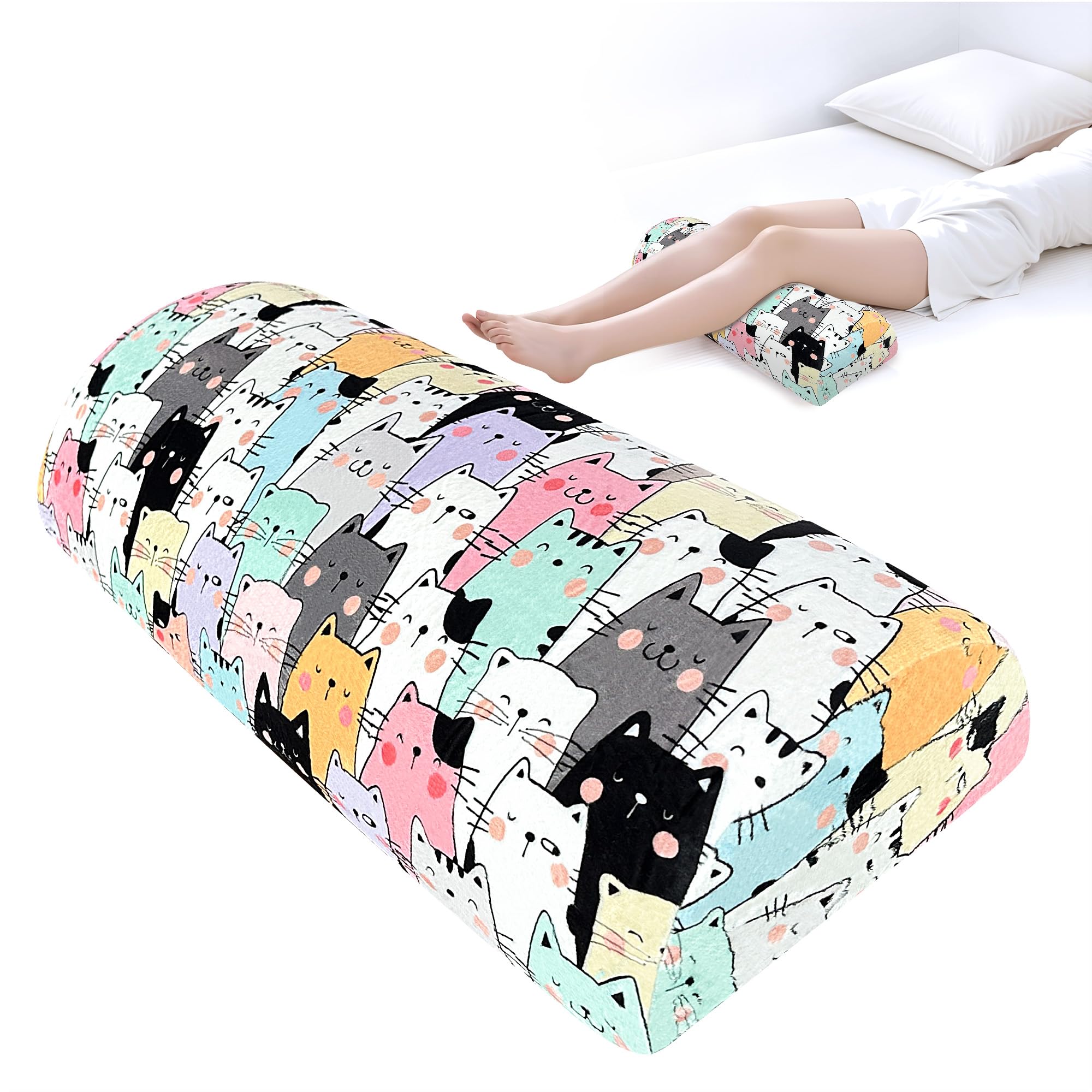wxmbdzq Knee Pillow for Back Sleeping – Half Moon Bolster Pillow for Under Knee While Sleeping Support, Leg & Back Pain Relief (21.5x9x5 Inches)