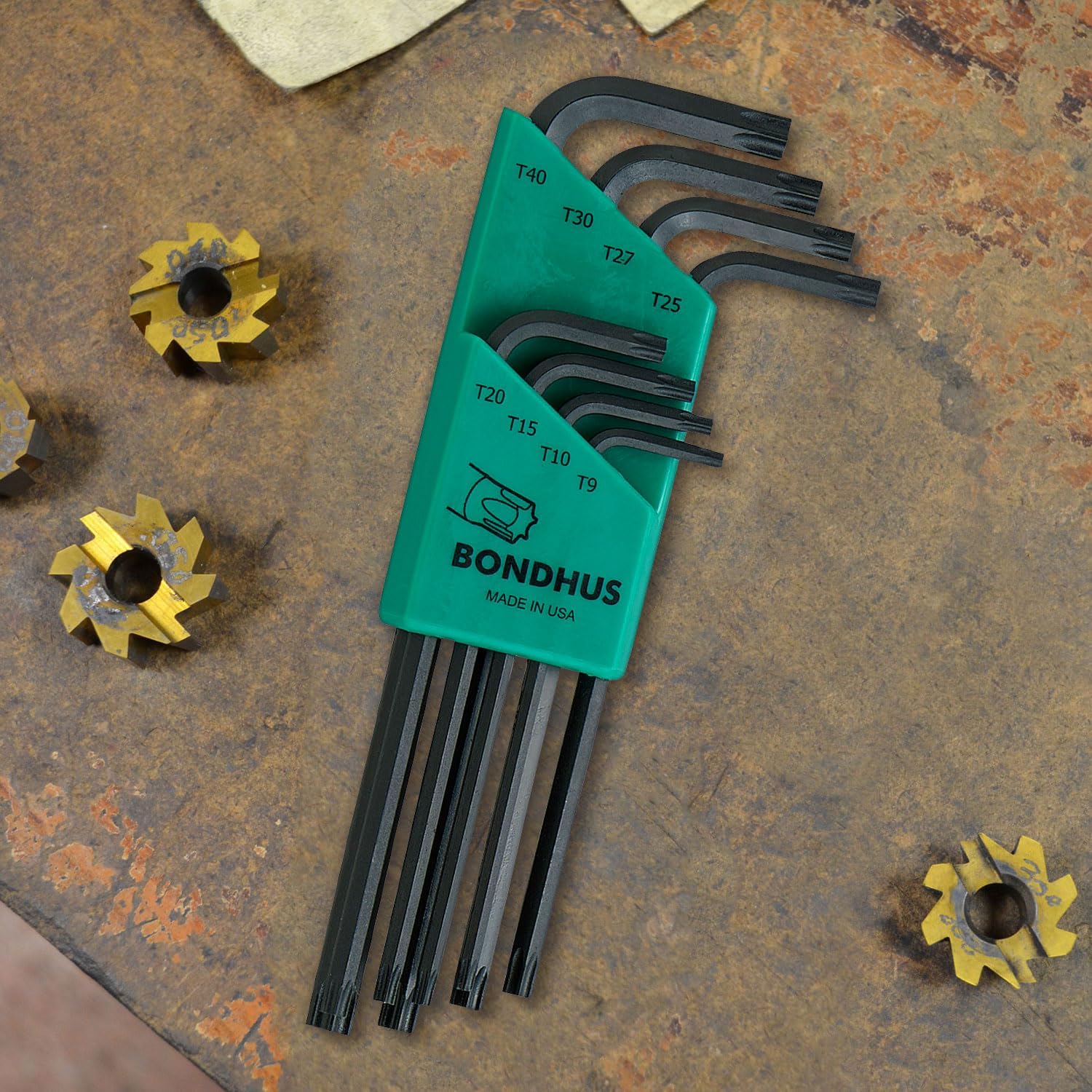 Bondhus 31834 Long Length Star-Tipped L-Wrenches, 8 Piece Set, sizes T9-T40