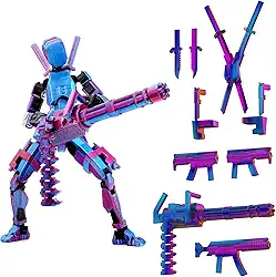Gatling Gun T13 Titan 13 Action Figure Set【Assembled】, Robot Action Figure 3D Printed robo 13 Action Fidget Toys Dummy Figure Articulated, Lucky 13 for Collectors Desktop Decorations (Laser Purple)