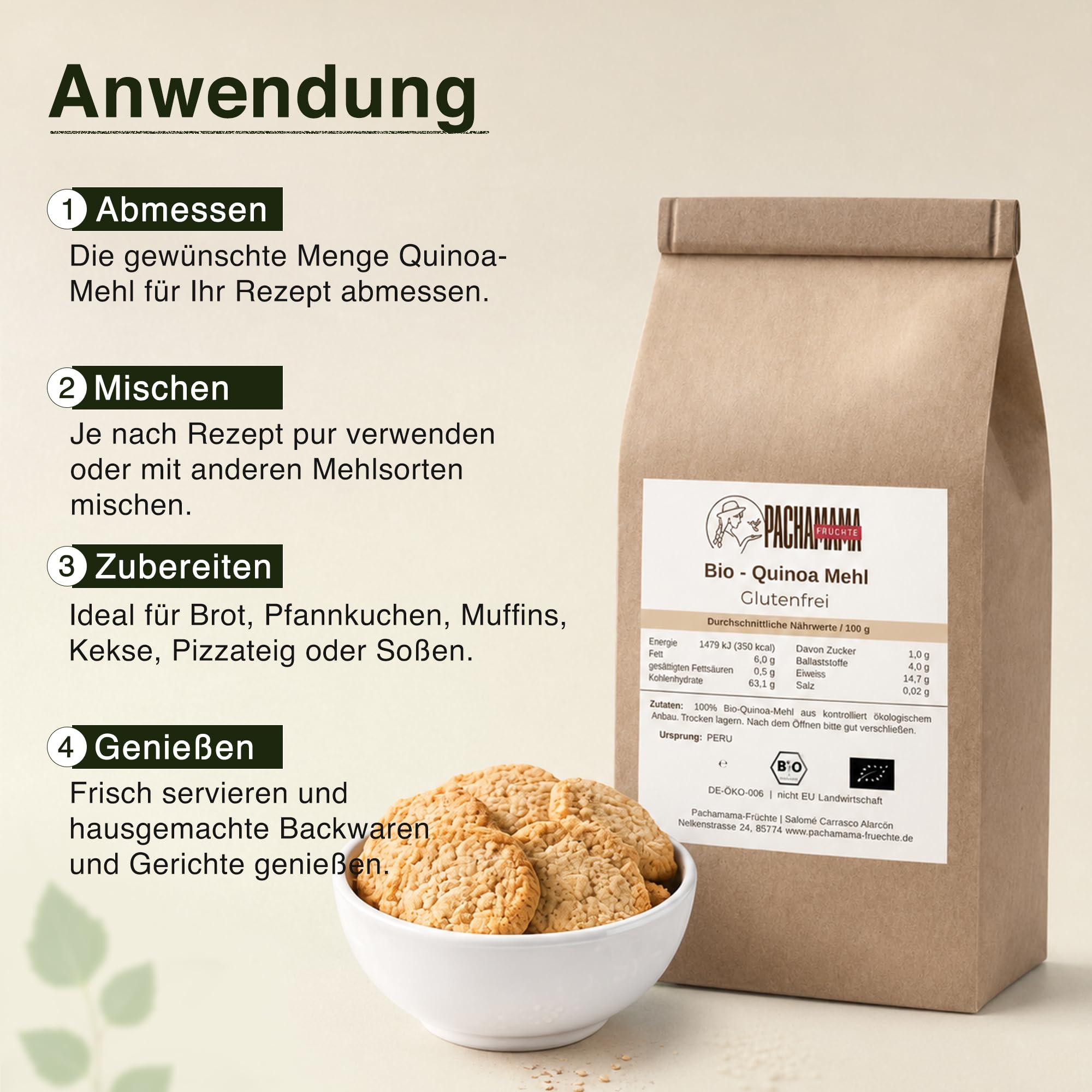 Bio - mąka z komosy ryżowej 2 kg | bezglutenowa | wegańska | pełnoziarnista