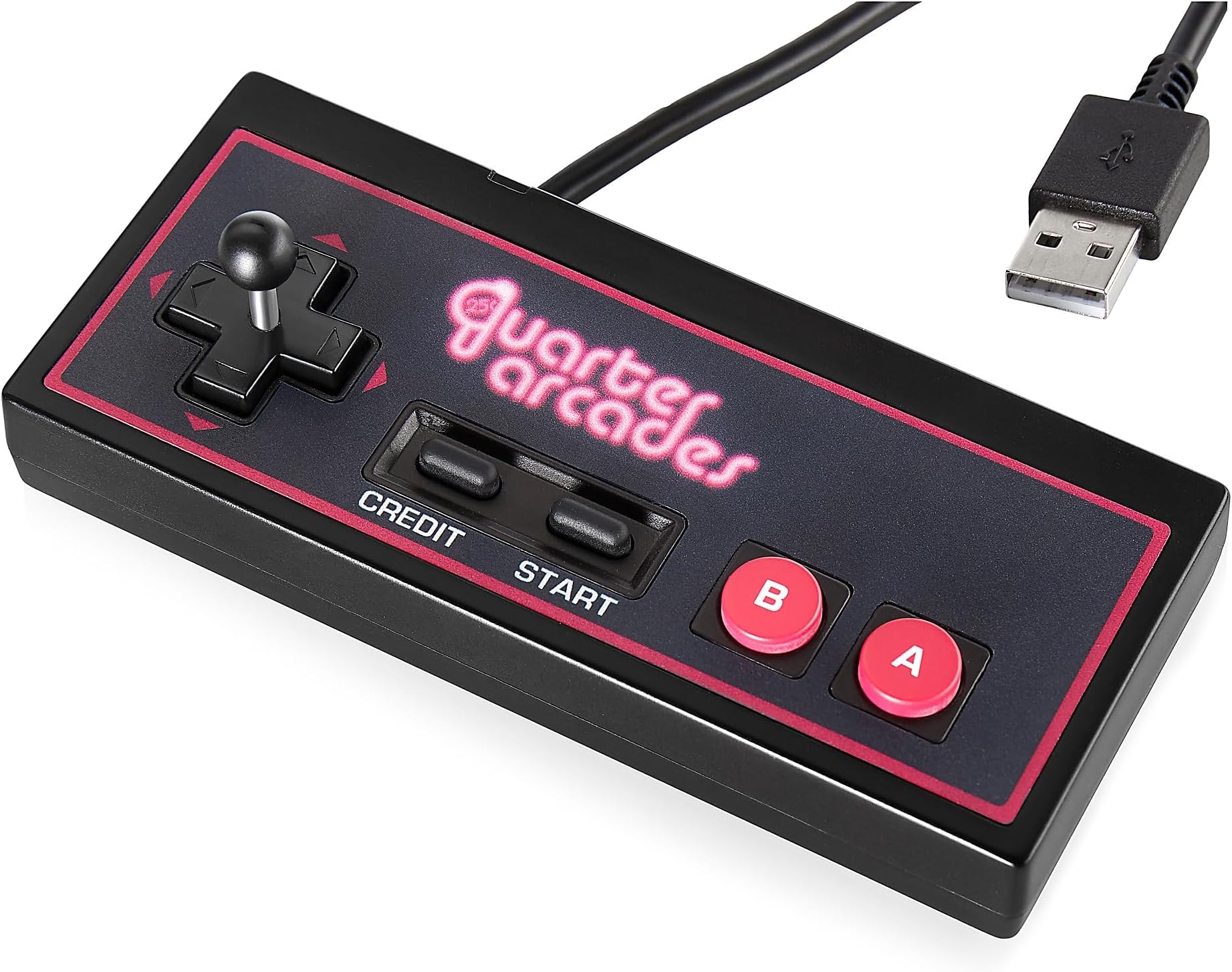 Quarter Arcades USB A Controller 1.5m Accessory for Mini Arcade Cabinet, Wired with Removable Thumbstick, Compatible with Windows 11 PC & Other Devices