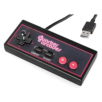 Quarter Arcades USB A Controller 1.5m Accessory for Mini Arcade Cabinet, Wired with Removable Thumbstick, Compatible with Windows 11 PC & Other Devices