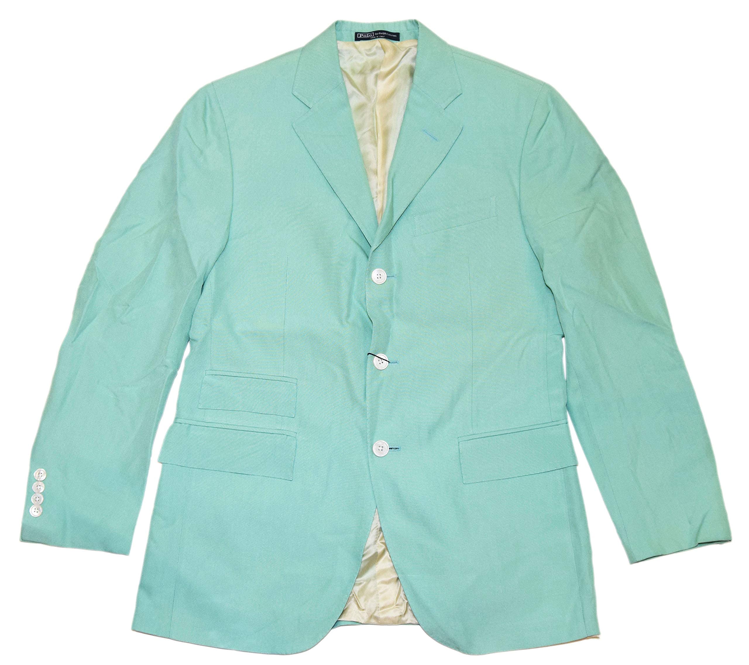 Polo Mens Blazer Sport Coat Jacket Silk Teal Pastel Green Italy 40R $1998