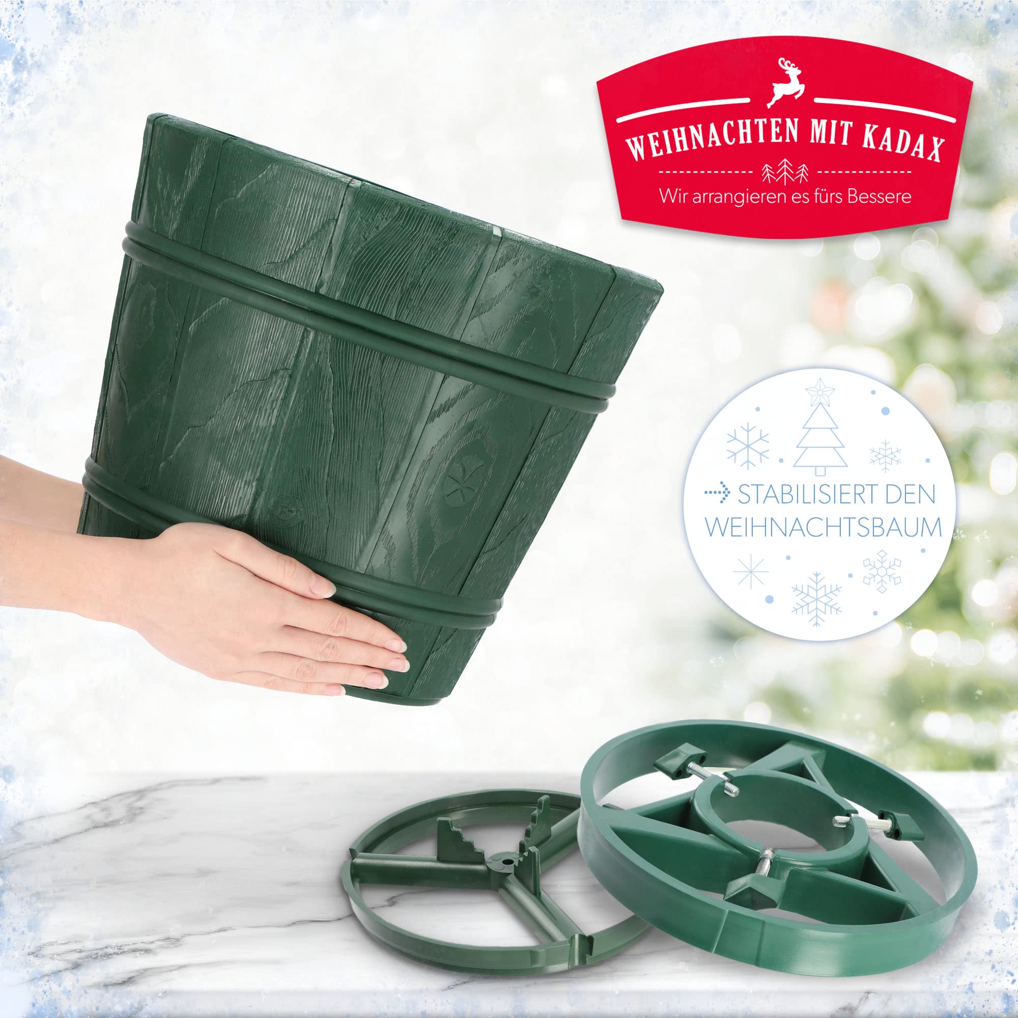 KADAX Soporte de Plástico para Árbol de Navidad en Dos Versiones de Color (Altura Hasta 280 cm/Verde)