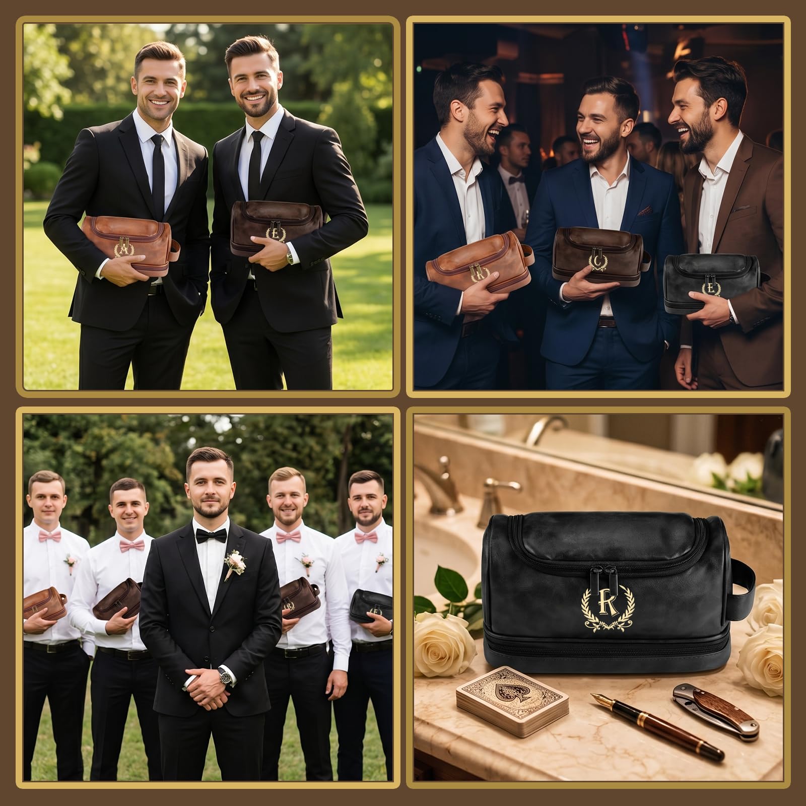 Neceser de cuero personalizado para hombres, regalos para hombres, kit de viaje de artículos de aseo personalizados, bolsas de afeitado, ideas de regalo para Navidad, aniversario, cumpleaños, papá