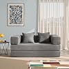 YINIX Foldable Sofa Bed 160 cm Wide Double Bed Modular Floor Sofa Cord Cloud Sofa with Metal Frame 2 Seater Guest Bed Foldable Non-Slip Washable (Grey 160 cm (2-Seater))