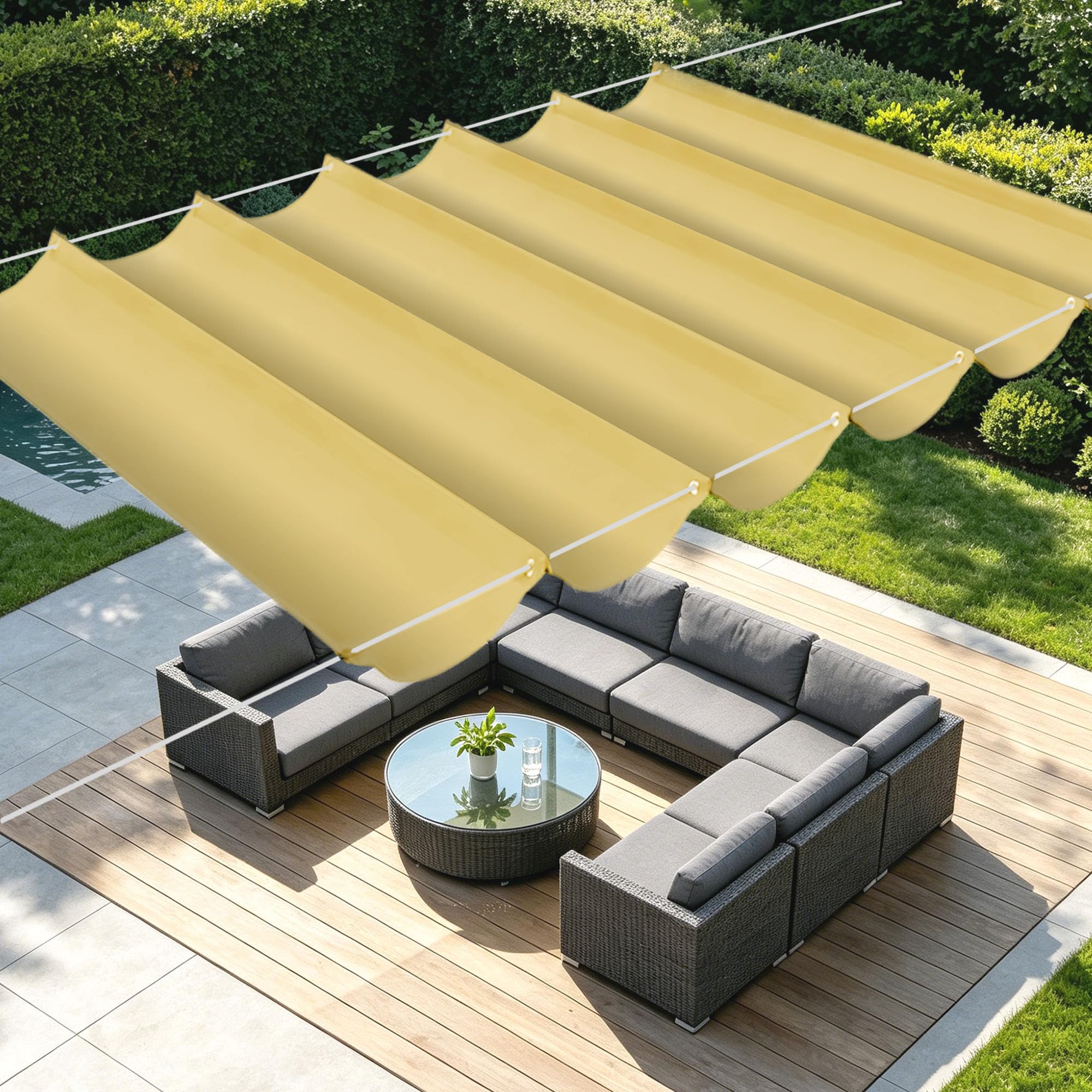 Voile ombrage imperméable pour terrasse et jardin en sable
