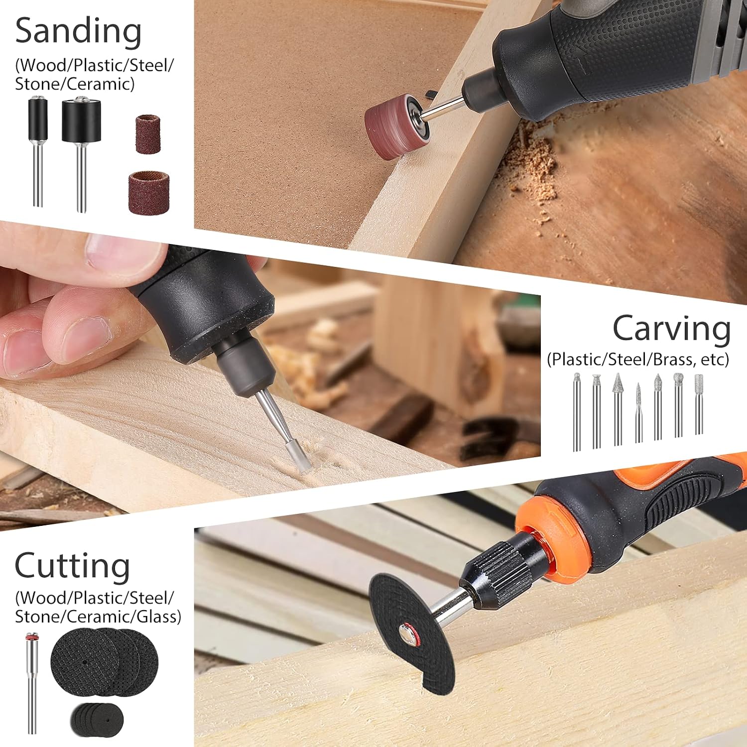 HARDELL Rotary Tool Accessories, 230pcs Power Rotary Tool Accessories Kit, 1/8"(3.2mm) Diameter Shanks, Universal Fitment for Easy Cutting, Polishing, Sanding, Carving, Grinding, Engraving