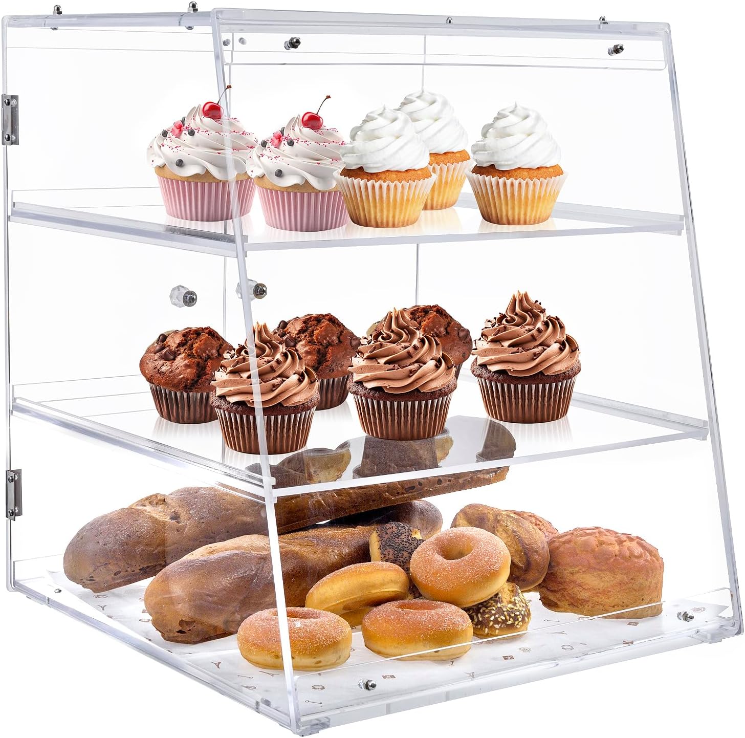 MyGift 3 Tier Premium Clear Acrylic Bread Box, ProfessionalGrade
