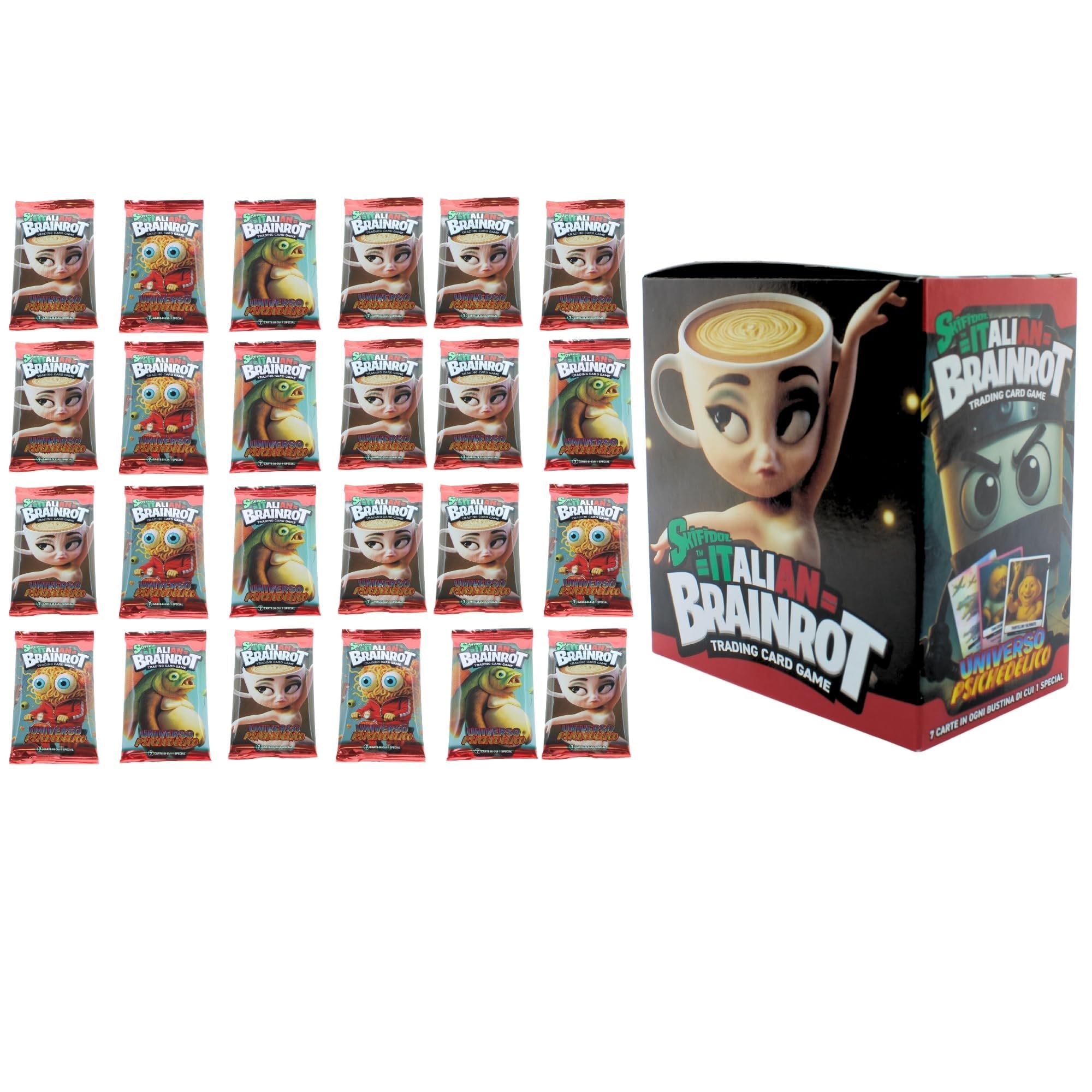 Jeu Cartes Skifidol Skifidol Italian Brainrot - Boîte De 24 Sachets De Cartes à Collectionner Psychédéliques Porte-clés Sifflet Offert Cartes Collection Skifidol