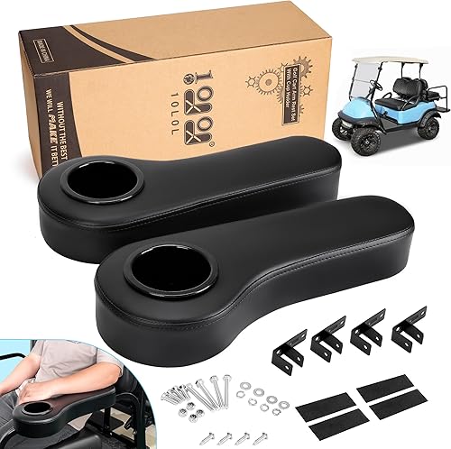 10L0L Kit de asiento trasero para carrito de golf con set de apoyabrazos y soporte para tazas EzGo Yamaha, se puede requerir perforación o no, kits