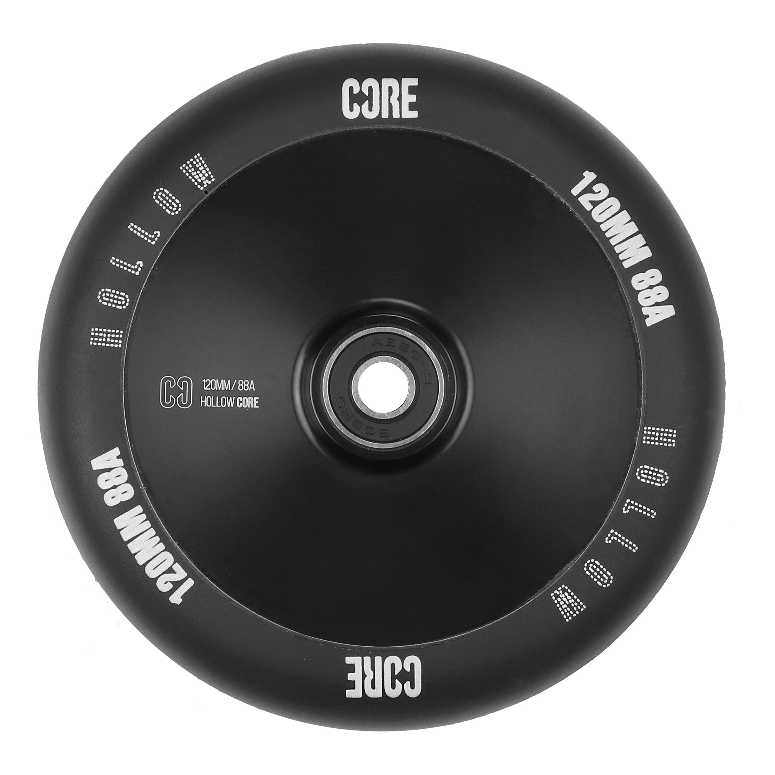 CORE Hollow Stunt Scooter Wheel 110mm ABEC 9 Bearings (Replacement Pro Scooter Wheels) - Black, Hollow - Black, 120mm