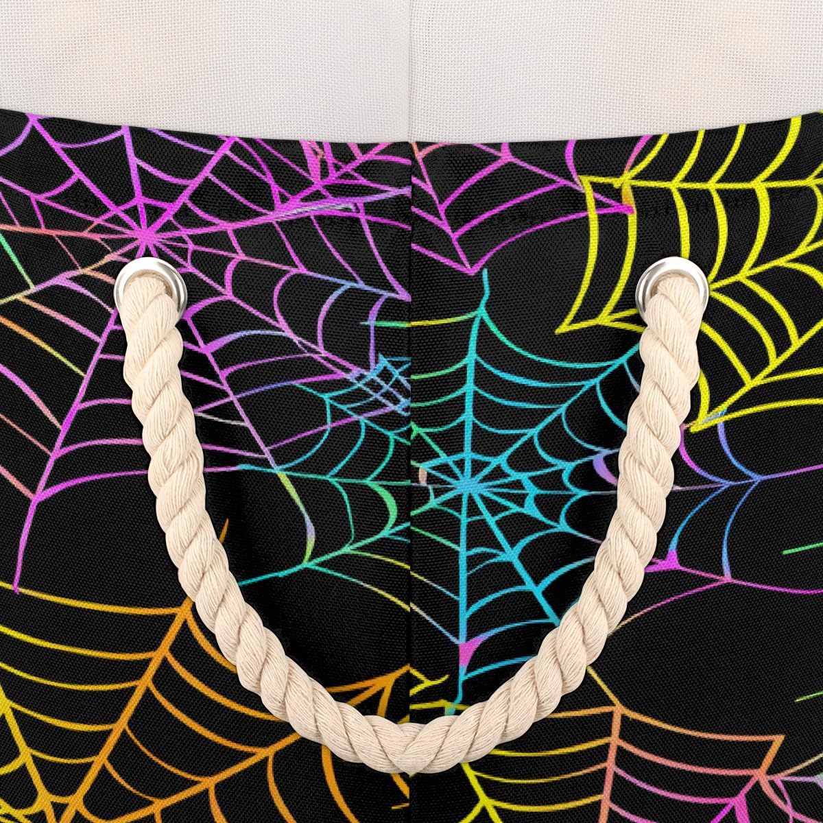 Large Round Laundry Basket Spider Web Colorful Abstract Toy Bins Organizers and Storage for Girls Canvas Collapsible Blanket Storage Basket Laundry Hamper Gift Baskets Bedroom Clothes Children Nursery