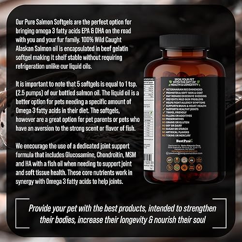 Miniatura 8 de Best Paw Nutrition Aceite de salmón puro de Alaska salvaje para perros y gatos, alergias, picazón seca en la piel, puntos calientes y alivio del