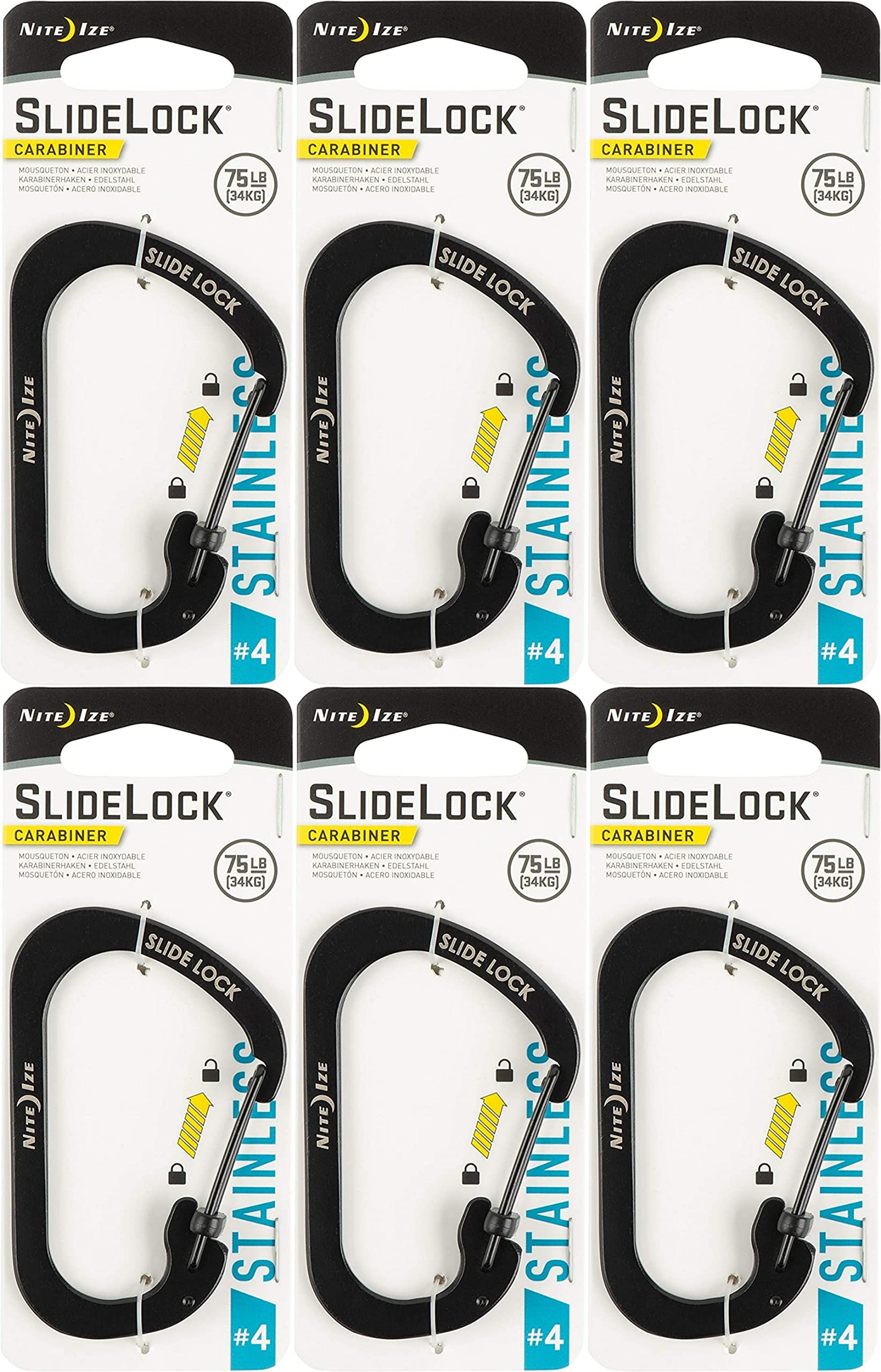 Nite Ize Csl4-01-R6 #4 Black Slidelock Carabiner