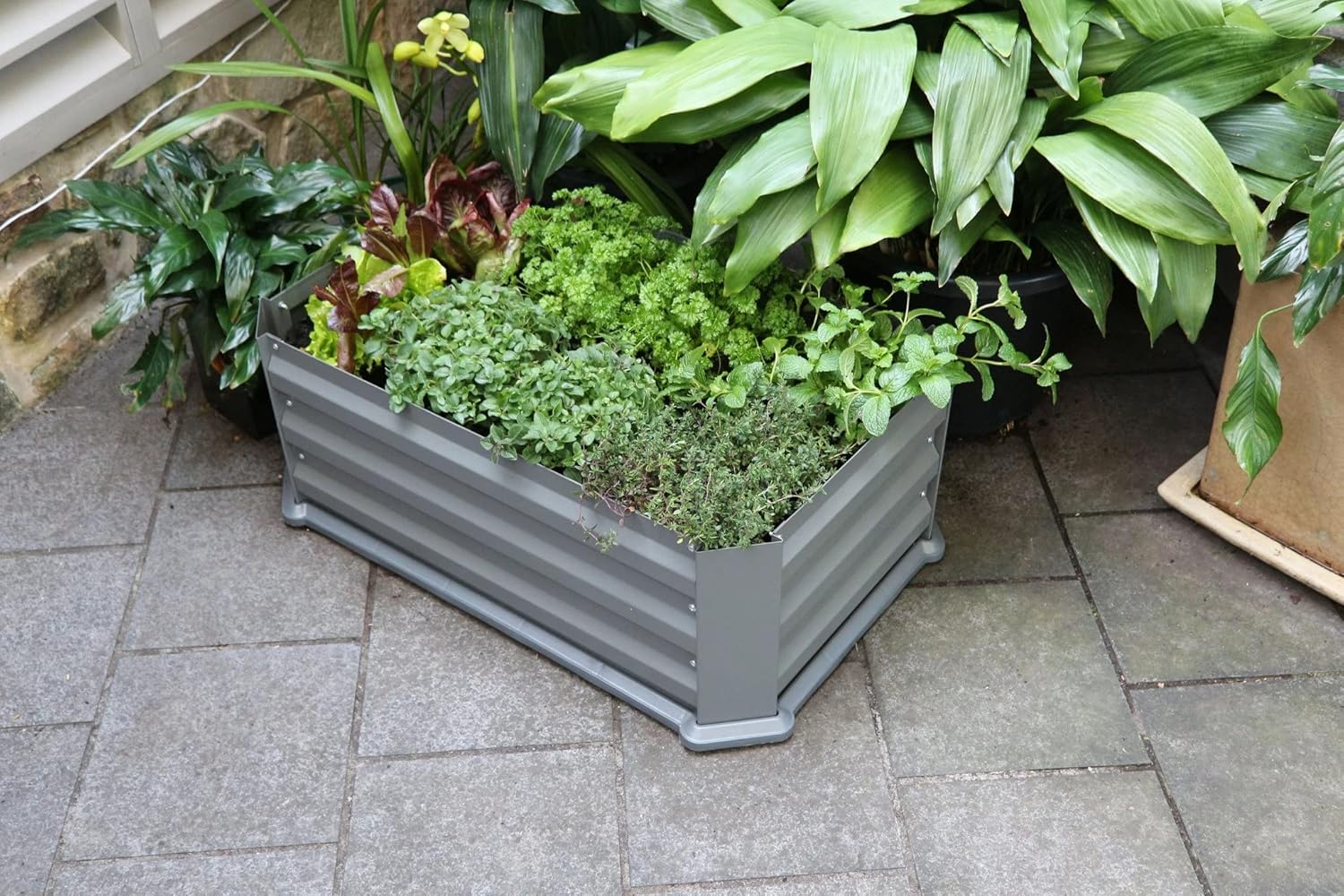 Greenlife Patio Raised Garden Bed with Plastic Base Slate Grey