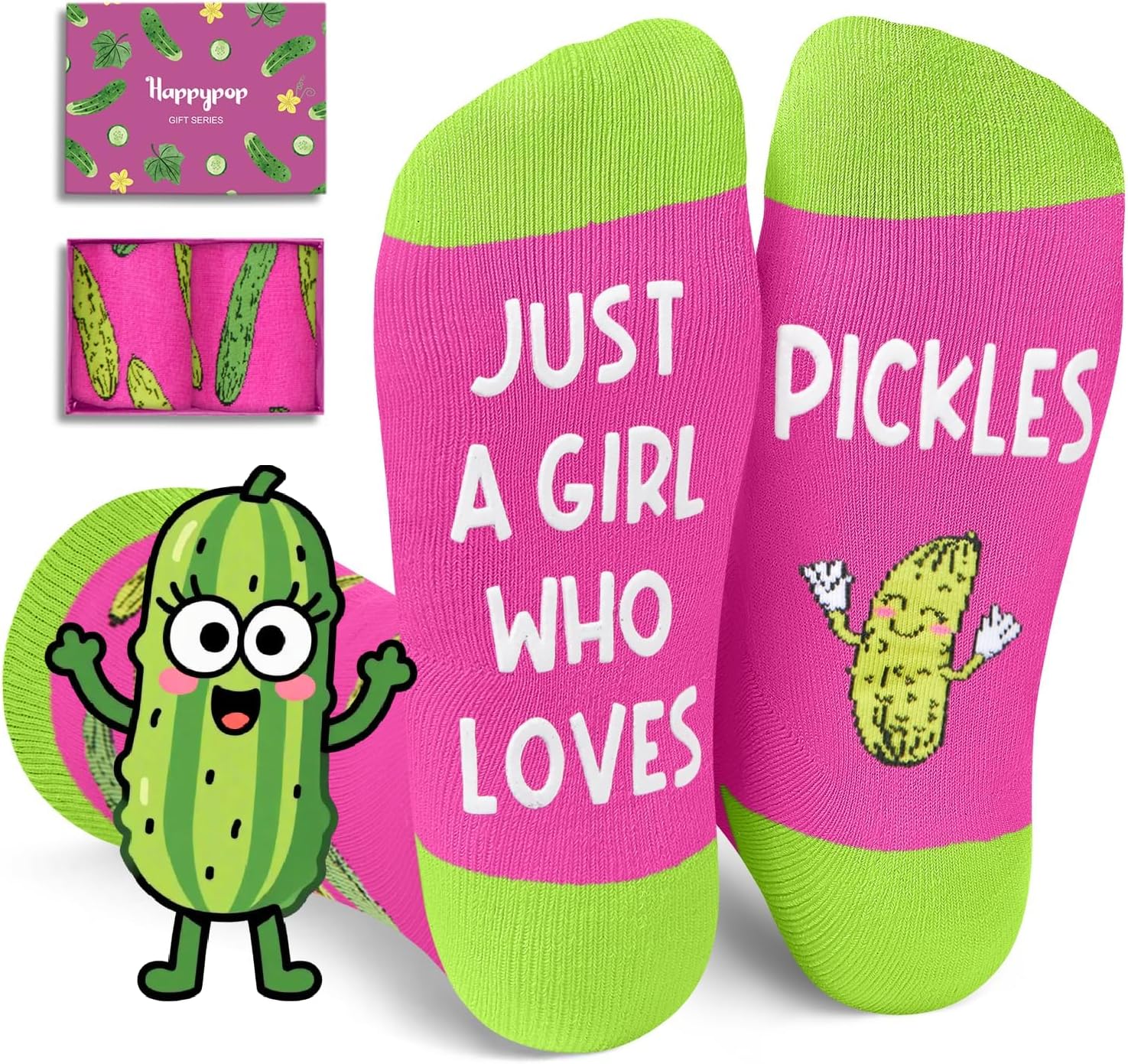 Calcetines divertidos para mujer - Regalos de pepinillos, palomitas, donas