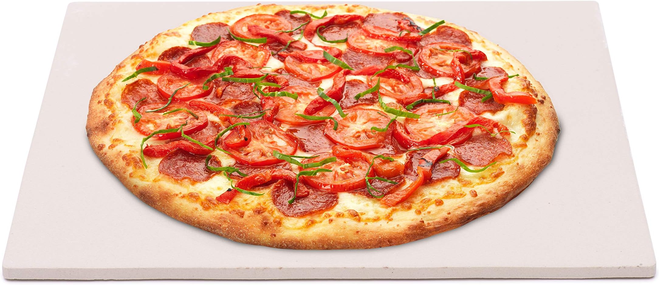 Multichef Bread & Pizza Stone (Natural) Large Pizza Stone for Oven| Rectangle Baking Stone 14”x15”| Perfect for Pizza, Nachos, Bread and Rolls, calzones, focaccia, and More