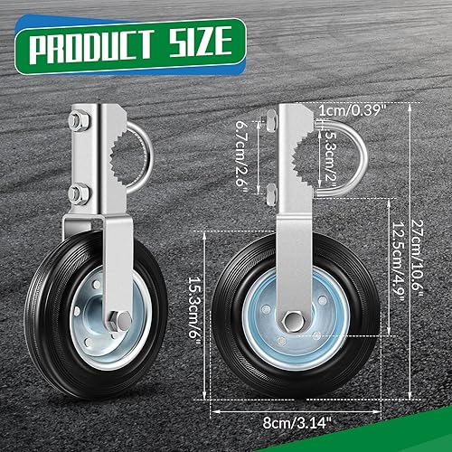 Miniatura 2 de Lounsweer 2 ruedas de puerta para puerta batiente de metal con marcos de puerta de 1-58 pulgadas a 2 pulgadas, rueda de soporte de puerta para valla