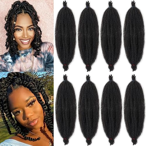 8 paquetes de cabello sintético preseparado afro Twist de 10 pulgadas para rastas sintéticas de ganchillo preesponjadas, color negro natural Marley