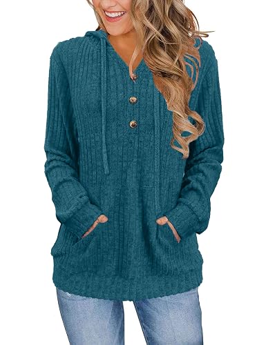 XMTOPYE Sweaters for Women Henley Neck Hoodies Fashion Clothing Pullover