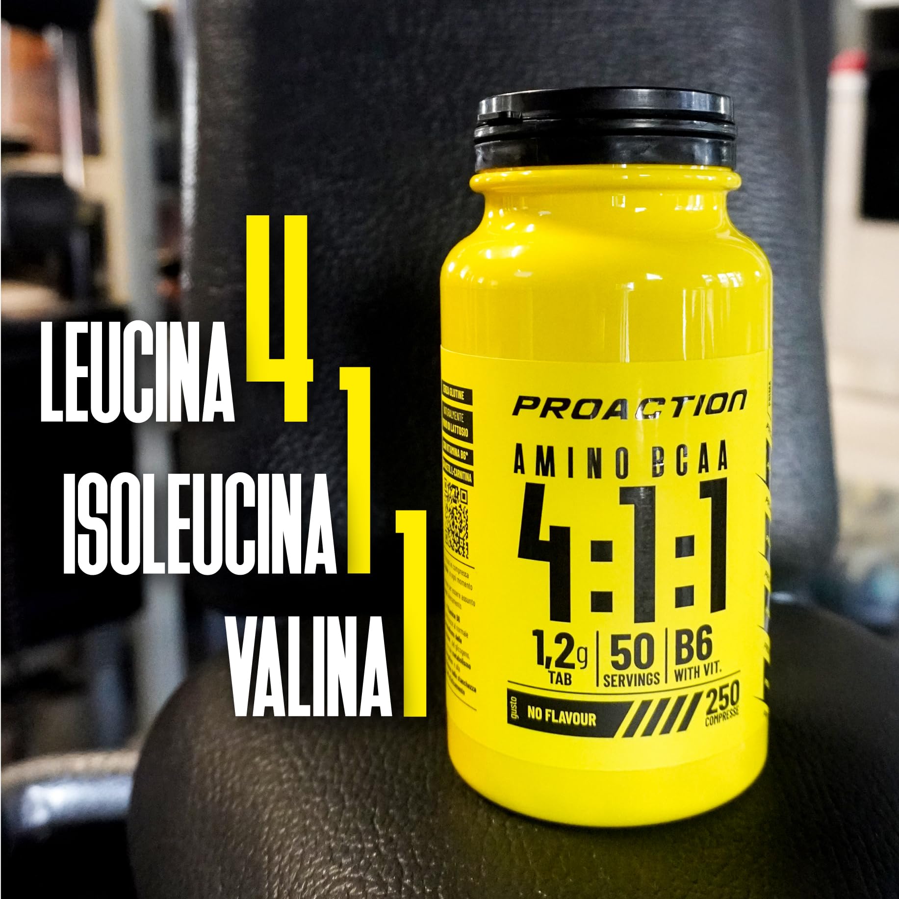 ProAction AMINO BCAA 4:1:1, 250 Compresse, Integratore Aminoacidi Ramificati Con Vitamina B6 E Acetil L-carnitina