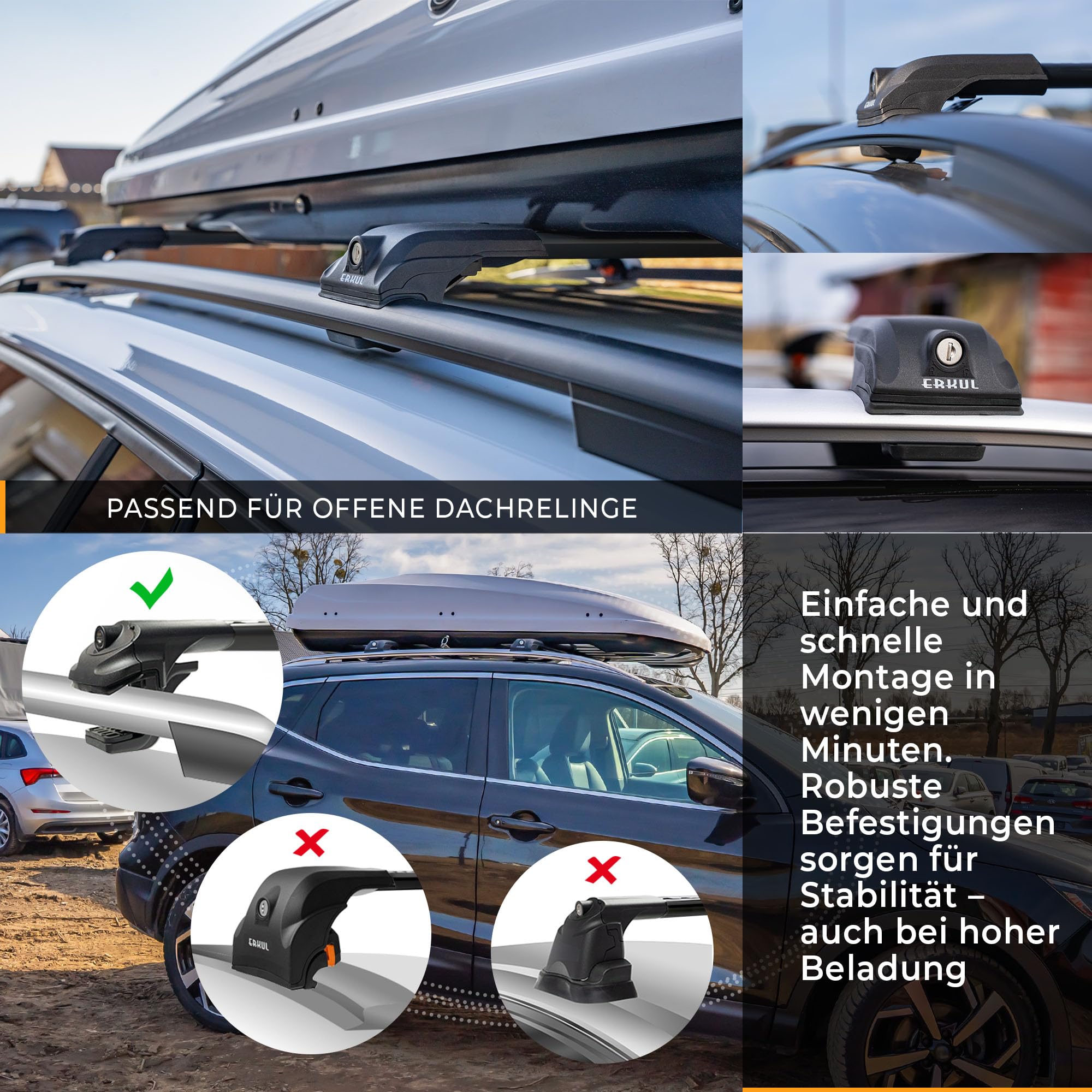 CHROMEMASTER Dachträger Dachgepäckträger für Ford Transit Custom 2012-2023 | Querträger aus leichtem und robustem Aluminium; Dachträger für Dachbox, Fahrradträger, Dachkorb, Dachplattform und Leiter